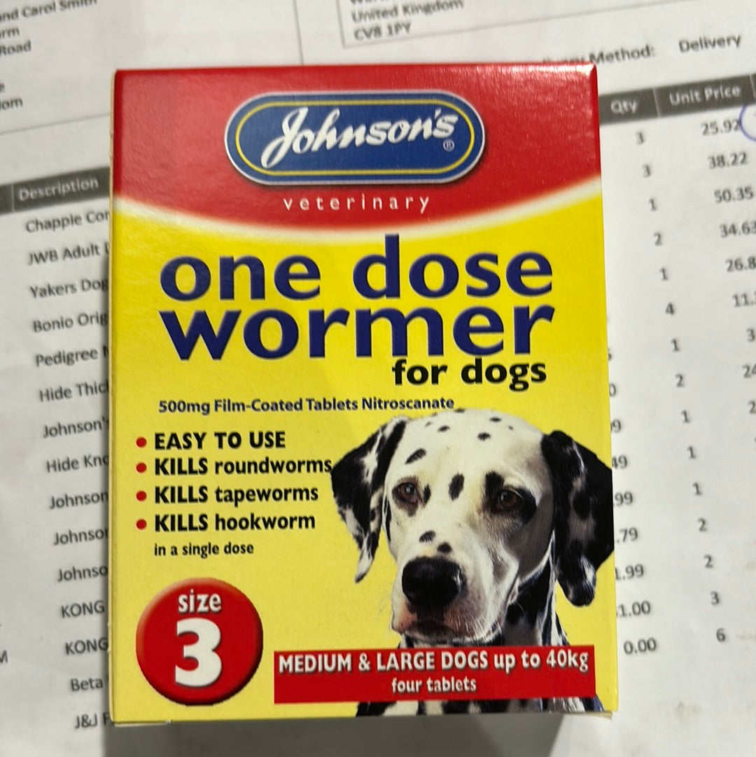 Johnsons One Dose Wormer Large Dogs