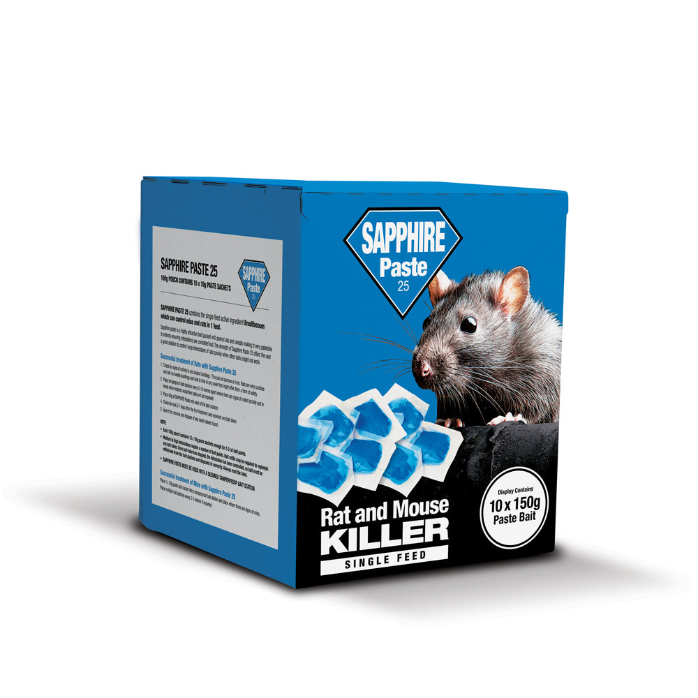 Lodi Sapphire Paste Bait Rat and Mouse Killer Poison Single Feed Brodifacoum 150g