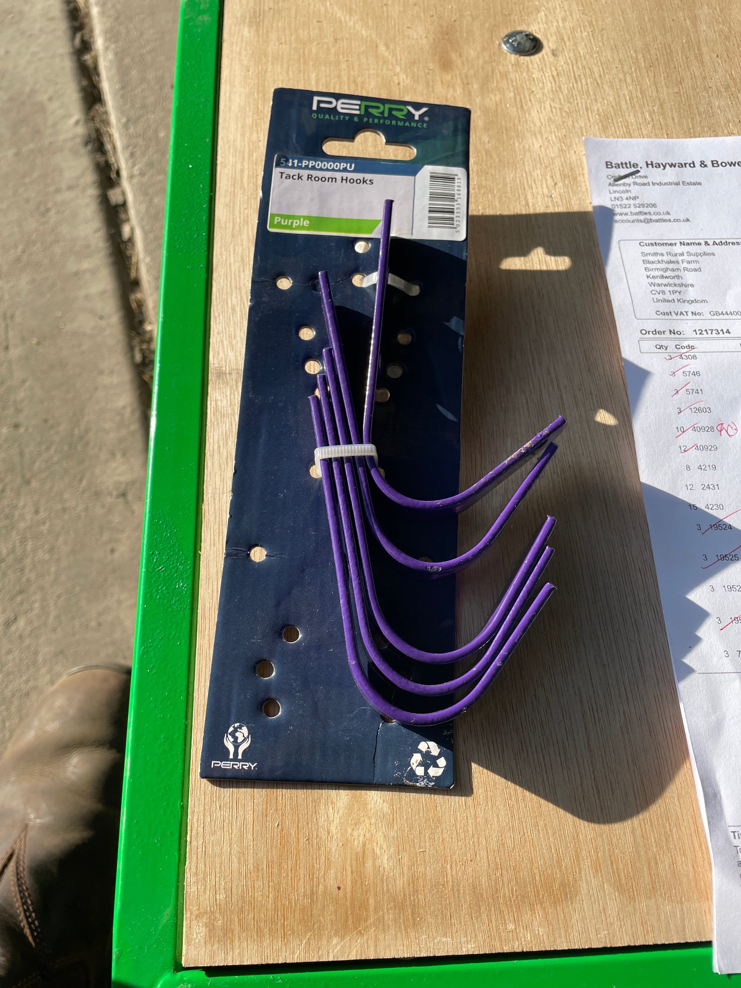 Perry Equestrian General Purpose Tack Room Hooks Purple x5