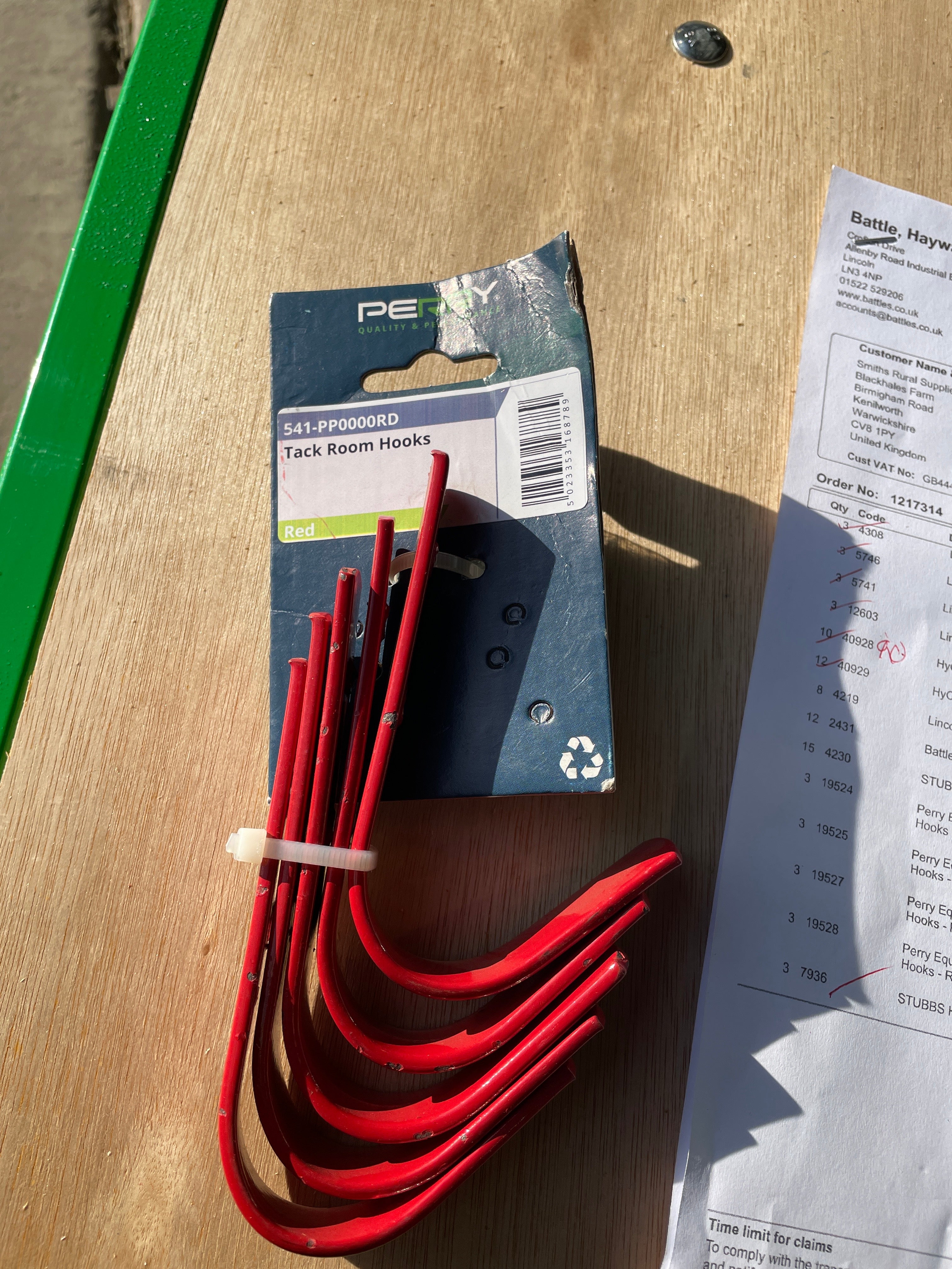 Perry Equestrian General Purpose Tack Room Hooks Red set 5