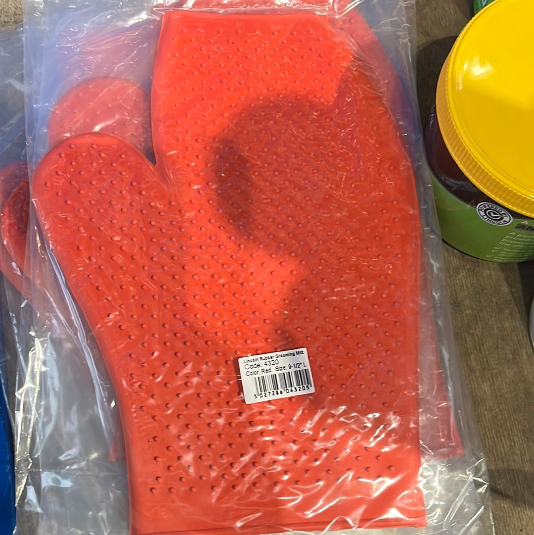 Lincoln Rubber Grooming Mitt Red